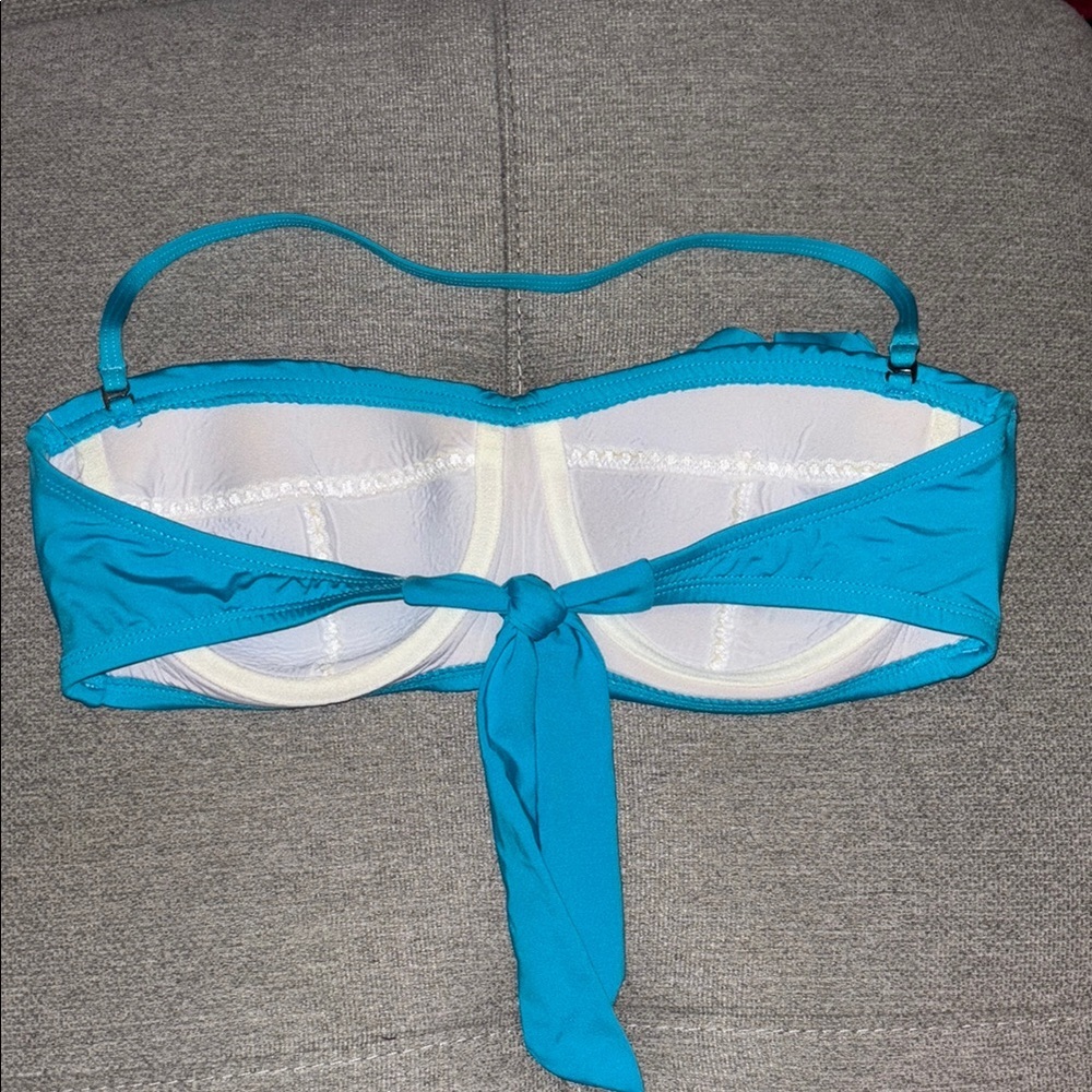 Kenneth Cole: Blue Bandeau Bikini Top with Ruffles - Picture 2 of 2